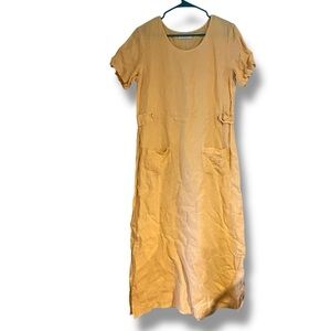 Vintage J Jill 100% linen butter yellow S long maxi dress Good condition Small